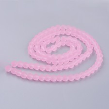 8mm Transparent Glass Frosted Matte 32" Strand - Pearl Pink