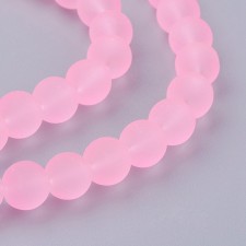 8mm Transparent Glass Frosted Matte 32" Strand - Pearl Pink