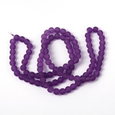 8mm Transparent Glass Frosted Matte 32" Strand - Purple