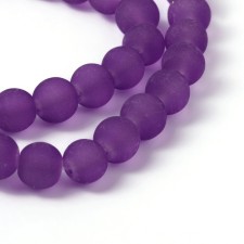 8mm Transparent Glass Frosted Matte 32" Strand - Purple