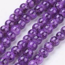 6mm Drawbench Round Glass - Dark Violet - 31 Inch Strand about 133pc