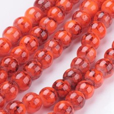 Drawbench 6mm Round Glass - Orange/Red - 31 Inch Strand about 133pc