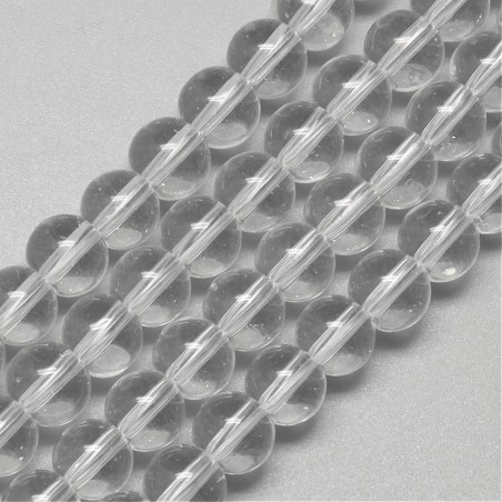 4mm Round Glass - Transparent Clear - 13" Strand