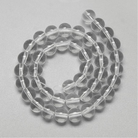 4mm Round Glass - Transparent Clear - 13" Strand