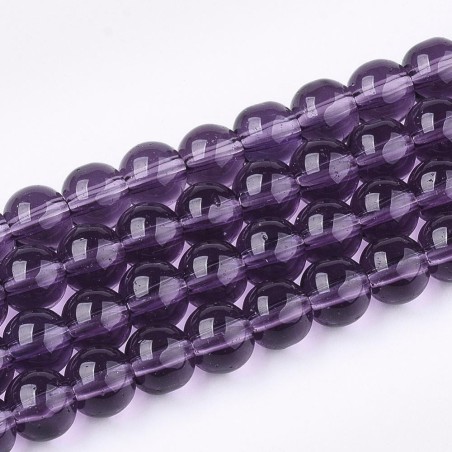 4mm Round Glass Beads Strand Transparent Purple 13" Strand