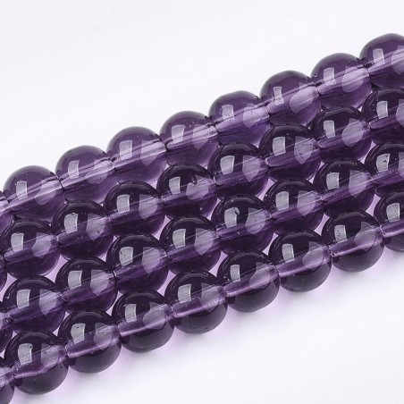 4mm Round Glass - Transparent Clear - 13" Strand