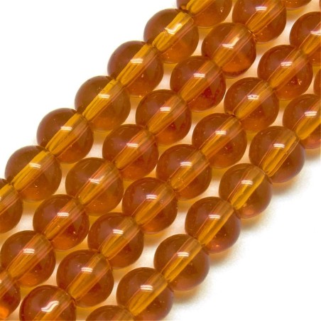 4mm Round Glass - Transparent Gold - 13" Strand