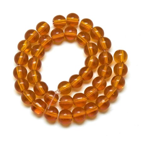 4mm Round Glass - Transparent Gold - 13" Strand