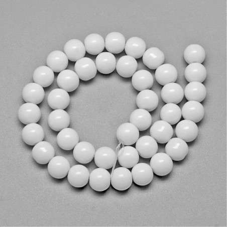 4mm Round Glass - White - 13" Strand