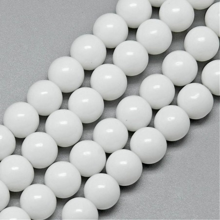 4mm Round Glass Beads Strand Opaque White 13" Strand