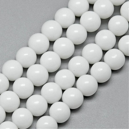 4mm Round Glass - White - 13" Strand