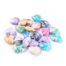 20pc Assorted Large Heart Acrylic Beads, 20x23x8mm, Hole: 2.5mm