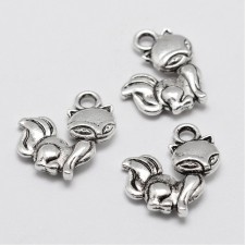 Tibetan Sliver Metal Fox Charms 15x12mm 10pcs