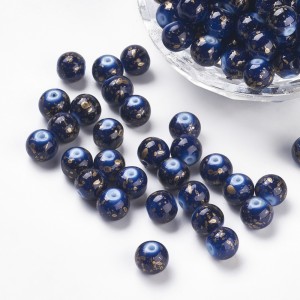 10pc Round Resin Beads Prussian Blue, 8mm Hole:1mm