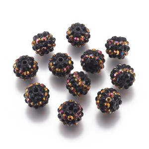 10pc Bumpy Berry Rhinestone Resin Beads, 14x12mm, Hole: 2mm
