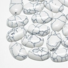 10pc Synthetic White Turquoise Cabochons Nuggets Oval 12x7mm
