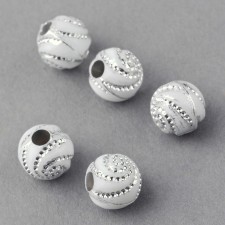 20g  Acrylic Metal Enlaced Silver Beads, 8mm, Hole: 2.5mm