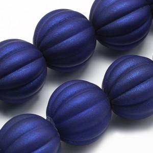 10pc Large Rubberized Acrylic Pumpkin Shape Beads 16.5mm Dark Blue