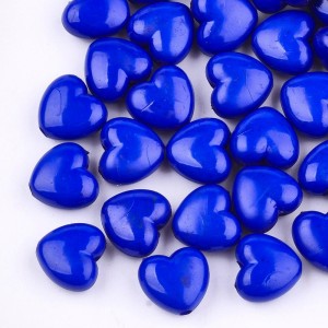50pc Royal Blue Heart Acrylic Beads, 10x11mm, Hole: 2mm