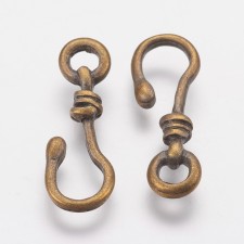 Antique Bronze Hook Clasps Nickle Free 10pcs  22x7mm 