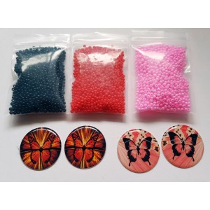 FREE SHIPPING!  3 Bags of 10/0 Beads with 2pr Epoxy Cabs