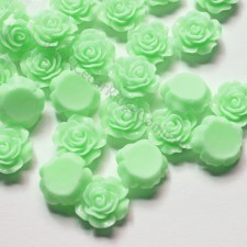 10pc Resin Flatback Roses Lt Green 15mm