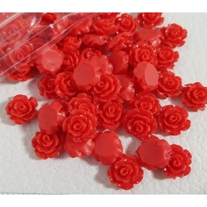 10pc Resin Flatback Roses Red 13mm