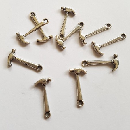 Tibetan Sliver Hammer Tools Charms 20x9mm 10pc