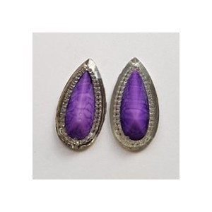 2pc Purple Faceted Inlay Sew On Teardrop 30x16mm