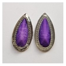 2pc Purple Faceted Inlay Sew On Teardrop 30x16mm