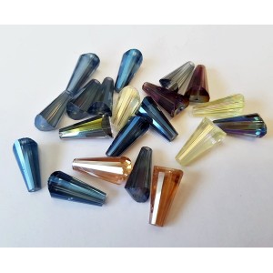 20pc Mixed Electroplated Cone Glass Beads 16x8mm Hole 1.5