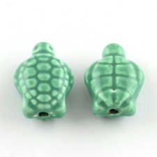 4pc Handmade Porcelain Turtle Beads 18x14x9mm 