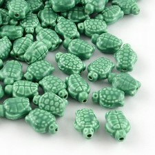 4pc Handmade Porcelain Turtle Beads Charms 18x14x9mm