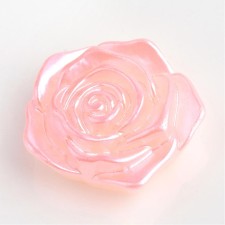 10pc - Pink Satin Resin Flatback Rose Flower 18mm