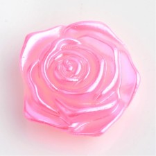 10pc - Hot Pink Satin Resin Flatback Rose Flower 18mm