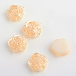 10pc - Peach Satin Resin Flatback Rose Flower 18mm