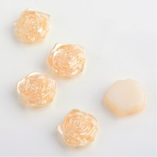 10pc - Peach Satin Resin Flatback Rose Flower 18mm