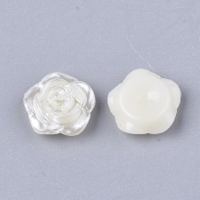10pc - White Satin Resin Flatback Rose Flower 12mm