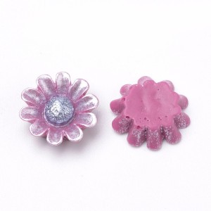 10pc Resin Cabochons, Daisy, Pale Violet Red, 13x4mm