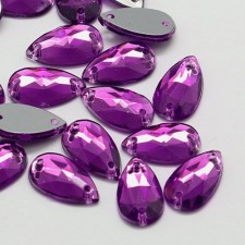 Sew On Tear Drop Rhinestone Acrylic 20x12mm - Purple - 10pcs