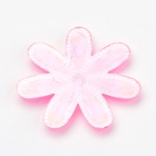 2pc Large Transparent Hot Pink Acrylic Cabochons, AB Color Plated, Faceted, Flower 46x4mm