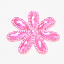 46mm Flower Transparent Hot Pink Acrylic Cabochons, AB Color Plated, Faceted