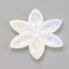 2pc Large Transparent Clear AB Acrylic Cabochons, AB Color Plated, Faceted, Flower 46x4mm