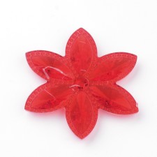 2pc Large Transparent AB Red Acrylic Cabochons, AB Color Plated, Faceted, Flower 46x4mm