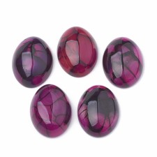 Natural Agate Cabochons, Dyed, Oval, MediumVioletRed, 25x18x7.5~8mm