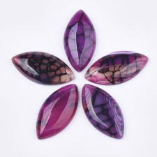 Natural Brazilian Agate Cabochons, Dyed, Horse Eye, Medium Violet Red, 38~40x19~20x6~7mm 1pc 