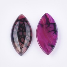 1pc Natural Brazilian Agate Cabochons, Dyed, Horse Eye, Medium Violet Red, 38~40x19~20x6~7mm