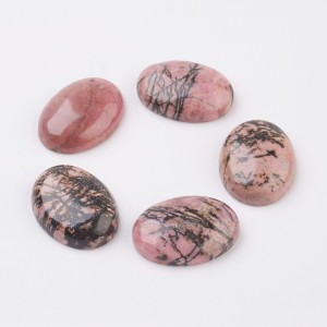 1pc Natural Rhodonite Flat Back Cabochons, Oval, 18x13mm