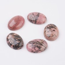 Natural Rhodonite Flat Back Cabochons, Oval, 18x13mm 1pc 