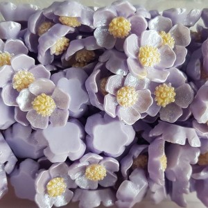 10pc Imitation Pearl Resin Cabochons, Flower, Lavander, 12x12.5x3.5mm